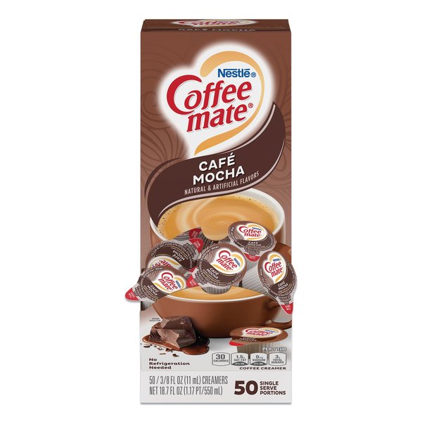 Coffee Mate Liquid Creamer, Cafe Mocha, 0.375 oz., PK50 NES35115